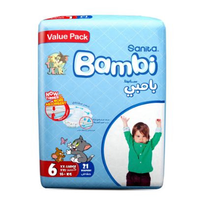 Picture of Sanita Bambi Baby Diaper Value Pack Size 6 Extra Large 16+kg 21pcs