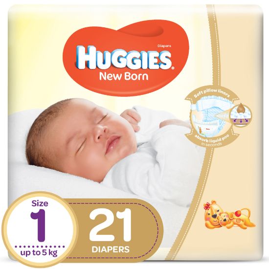 Picture of Huggies New Born Size 1 Carry Up to 5kg 21pcs