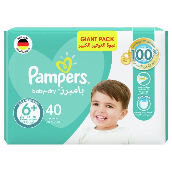 Picture of Pampers Baby-Dry Diapers Size 6, 14+kg with Leakage Protection 40pcs