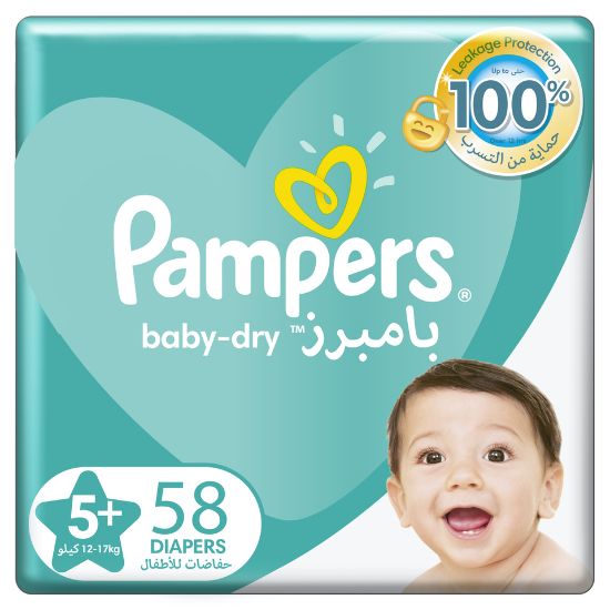 Picture of Pampers Baby-Dry Diapers Size 5, 12-17kg with Leakage Protection 58pcs