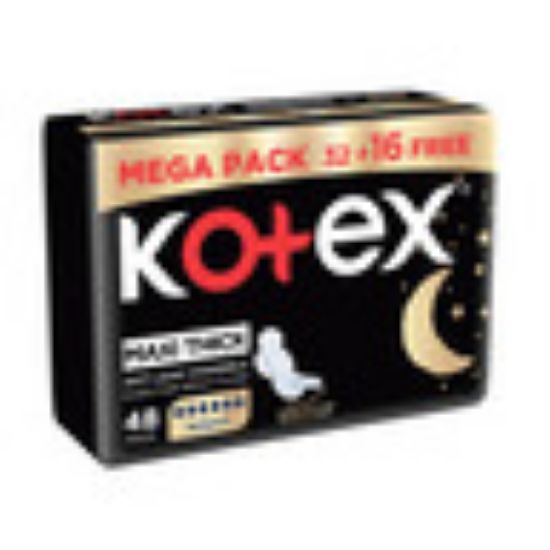 Picture of Kotex Maxi Thick Night Sanitary Pads With Wings 32+16