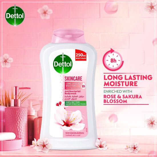 Picture of Dettol Skincare Showergel & Bodywash Rose & Sakura Blossom Fragrance 250ml