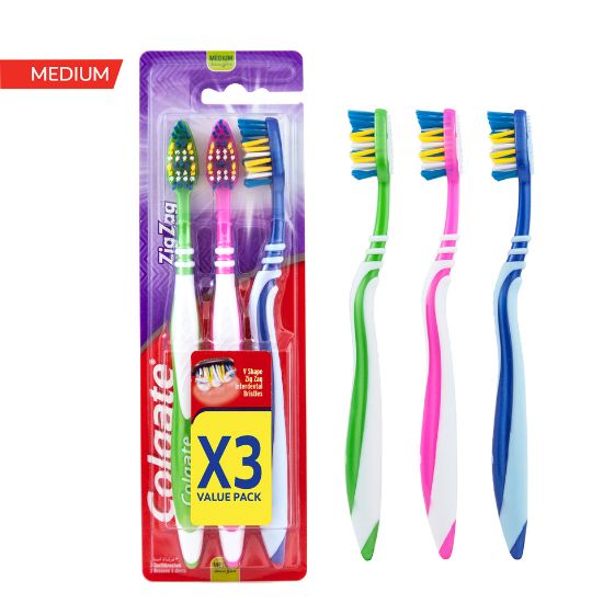 Picture of Colgate Toothbrush Zig Zag Medium Assorted Color 3pcs