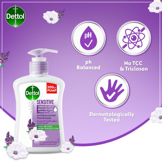 Picture of Dettol Sensitive Handwash Liquid Soap Lavender & White Musk Fragrance 200ml