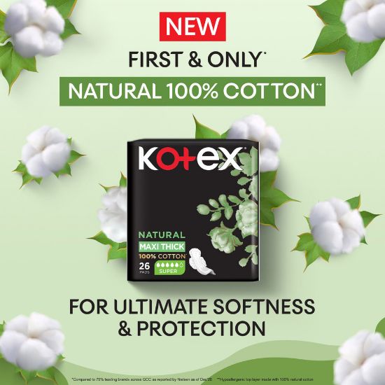 Picture of Kotex Natural Cotton Maxi Thick Super with Wings 44pcs