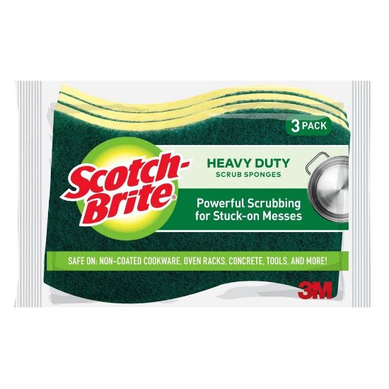 Picture of Scotch Brite Heavy Duty Scrub Sponges Size 114mm x 68mm x 15mm 3pcs