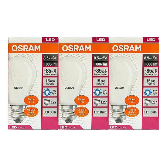 Picture of Osram Classic LED Bulb A60 8.5W E27 Cool Daylight 3pcs