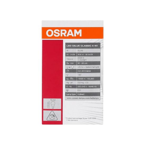 Picture of Osram Classic LED Bulb A60 8.5W E27 Cool Daylight 3pcs