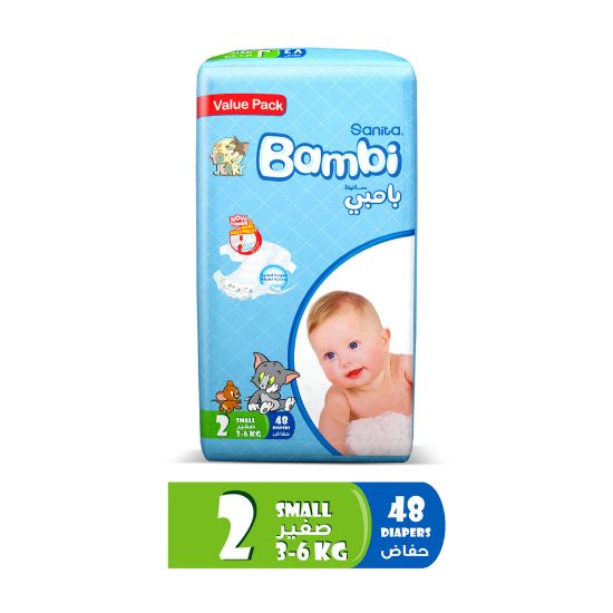 Picture of Sanita Bambi Baby Diaper Value Pack Size 2 Small 3-6kg 48pcs