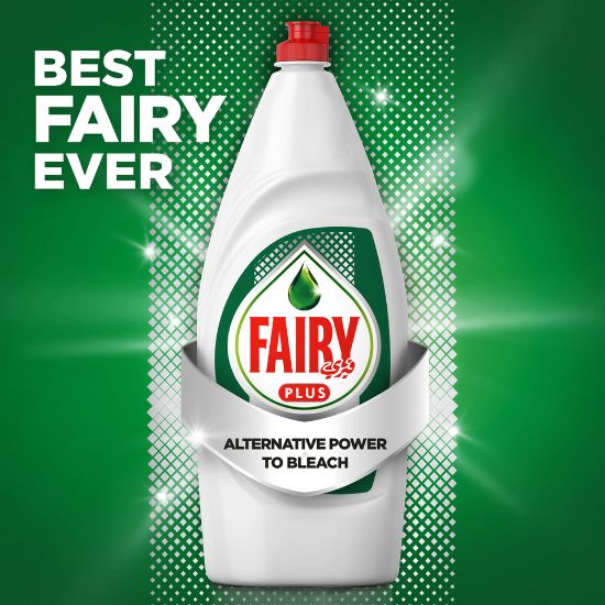 Picture of Fairy Plus Original Dishwashing Liquid Soap With Alternative Power To Bleach Value Pack 2 x 600ml(N)