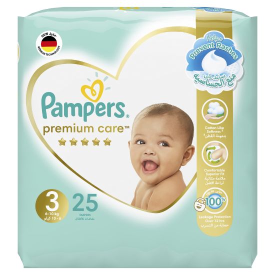 Picture of Pampers Premium Care Diapers Size 3, 6-10kg The Softest Diaper 25pcs