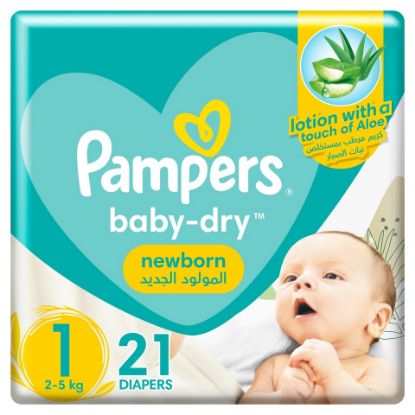 Picture of Pampers Baby-Dry Diapers Size 1, Newborn 2-5kg 21pcs