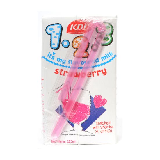 Picture of KDD 1-2-3 Strawberry Milk Long Life Low Fat 125ml x 6 Pieces(N)