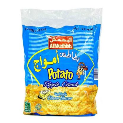 Picture of Al Mudhish Potato Chips Ripple Crunch Cheese Flavour 24 x 15g