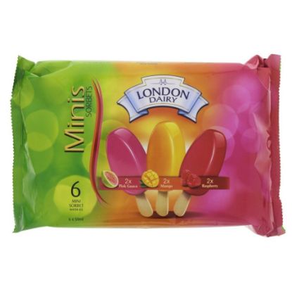 Picture of London Dairy Mini Sorbets MP (Mango+Raspberry+Pink Guava) 6 x 50ml