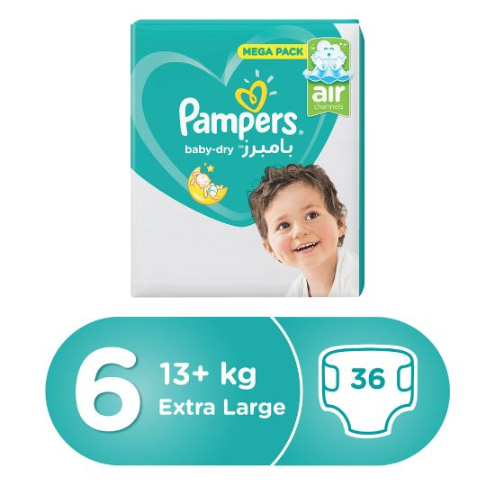 Picture of Pampers Active Baby Dry Diapers, Size 6, Extra Large, 13+ kg, Mega Pack, 36pcs