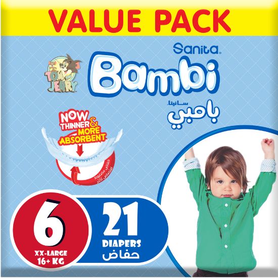 Picture of Sanita Bambi Baby Diaper Value Pack Size 6 Extra Large 16+kg 21pcs