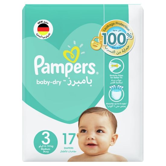 Picture of Pampers Baby-Dry Diapers Size 3, 6-10kg with Leakage Protection 17pcs