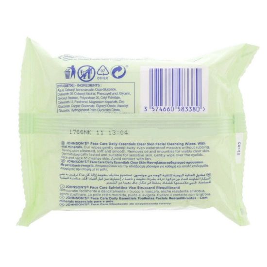 Picture of Johnson's Daily Essentials Clear Skin Cleansing Wipes 25pcs x 2