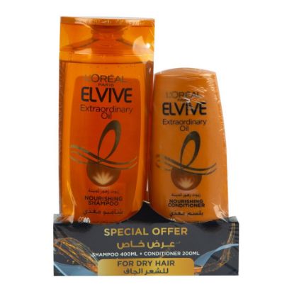 Picture of L'Oreal Paris Elvive Extra Ordinary Oil Nourishing Shampoo For Dry Hair 400 ml + Conditioner 200 ml