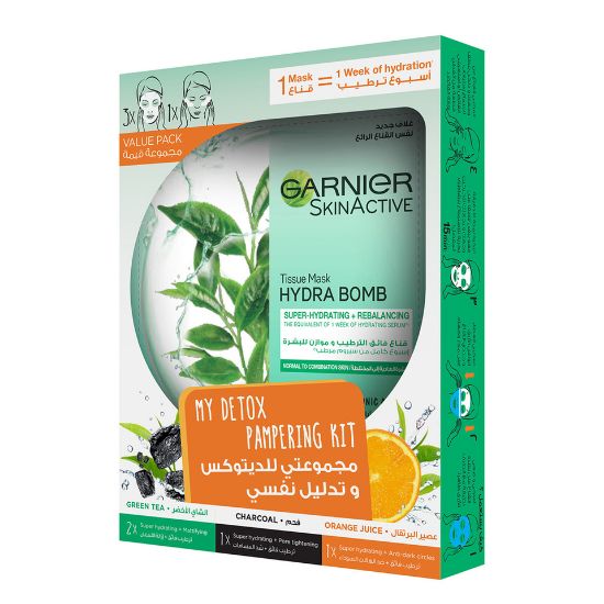 Picture of Garnier Skin Active Hydra Bomb Tissue Mask Green Tea Assorted 4pcs