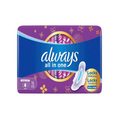 Picture of Always All In One Ultra Thin Large Sanitary Pads With Wings 14pcs