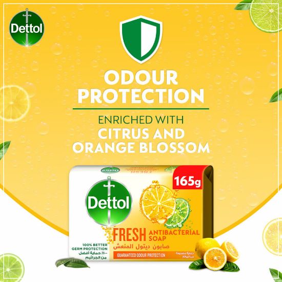 Picture of Dettol Fresh Anti-Bacterial Bathing Soap Bar Citrus & Orange Blossom Fragrance 165g