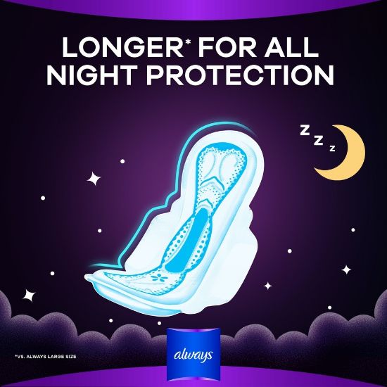 Picture of Always Clean & Dry Maxi Thick Night Sanitary Pads with Wings 8pcs