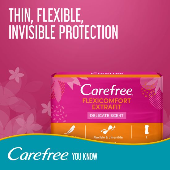 Picture of Carefree Panty Liners FlexiComfort ExtraFit Delicate Scent 44pcs