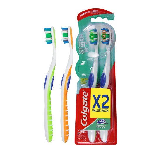 Picture of Colgate Toothbrush 360 Whole Mouth Clean Soft Assorted 2pcs