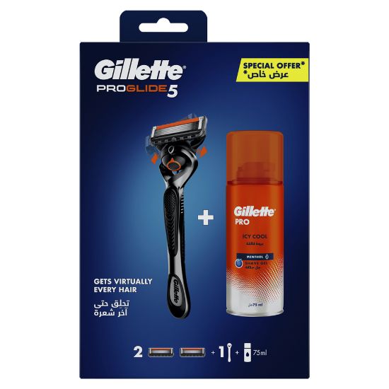 Picture of Gillette ProGlide 5 1 Handle + 2 Blades + Icy Cool Shave Gel 75ml