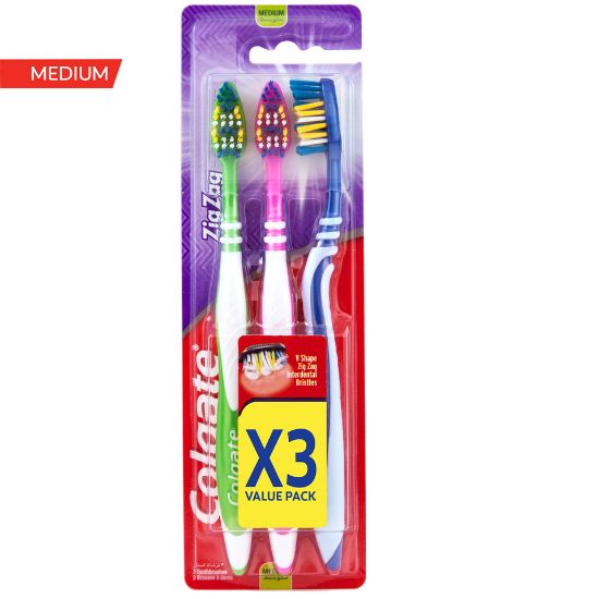 Picture of Colgate Toothbrush Zig Zag Medium Assorted Color 3pcs