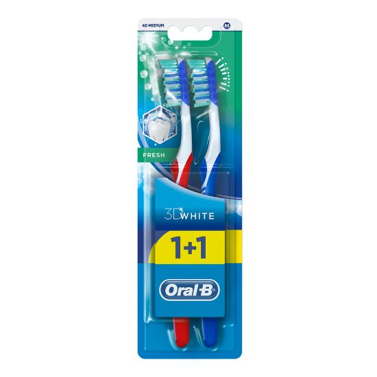 Picture of Oral B Toothbrush 3D White Fresh Medium Assorted Colors 1+1