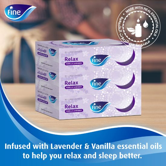 Picture of Fine Facial Tissue Relax Vanilla Lavender 2ply 3 x 120 Sheets