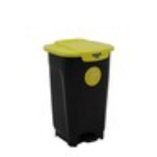 Picture of Tramontina Recycle T-Force Pedal Bin 50Ltr Black Yellow