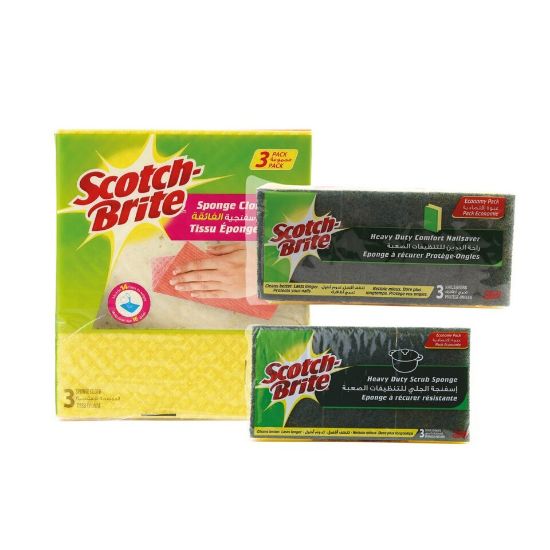 Picture of Scotch Brite Sponge Cloth 3pcs + Laminate 3pcs + Nail Saver 3pcs