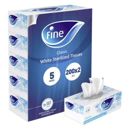 Picture of Fine Facial Tissue White Sterilized 2ply 200 Sheets