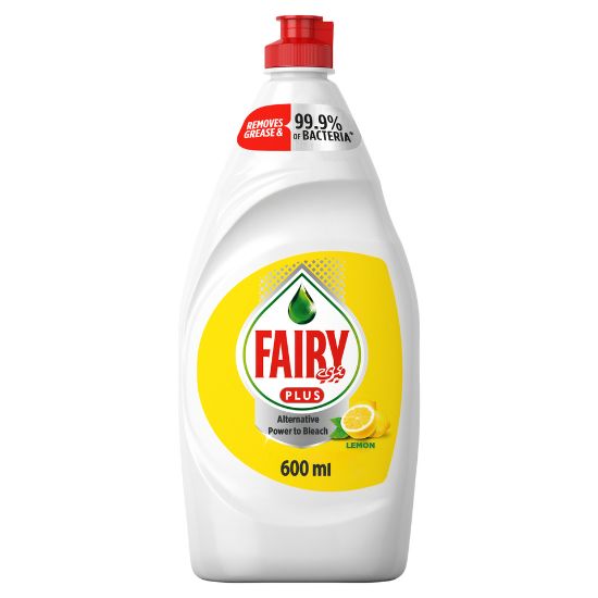 Picture of Fairy Plus Lemon Dishwashing Liquid Soap With Alternative Power To Bleach 600ml(N)