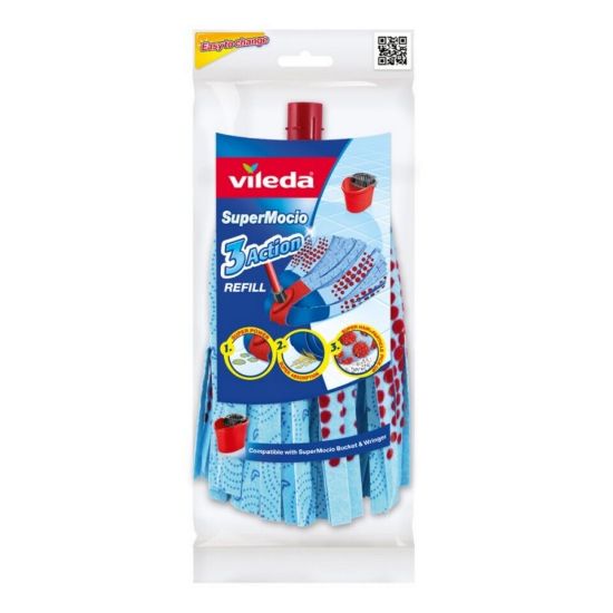Picture of Vileda Super Mop 3 Action Floor Cleaning Mop Refill 1pc