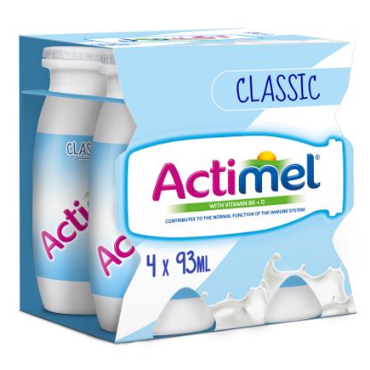 Picture of Actimel Classic Plain Dairy Low Fat Drink 4 x 93ml(N)