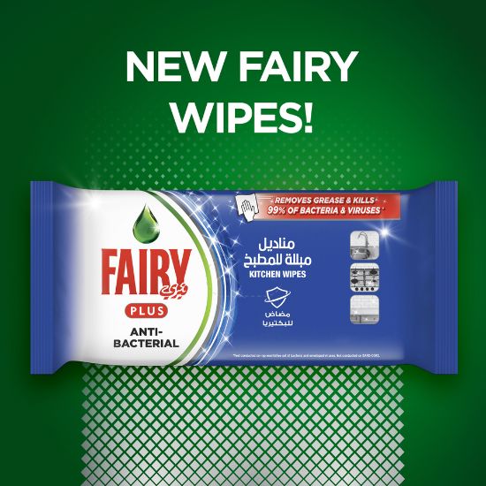 Picture of Fairy Antibacterial Wipes For Dishes and Kitchen Surfaces 70 pcs