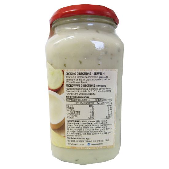 Picture of Leggo's Pasta Sauce Carbonara With Fresh Cream Cheese & Onion 490 g