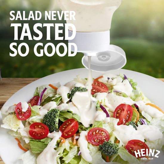 Picture of Heinz Original Ranch Salad Dressing Top Down Squeezy Bottle 400ml