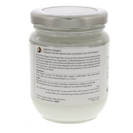 Picture of Earth's Finest Organic Extra Virgin RAW Coconut Oil with Vanilla 200ml(N)