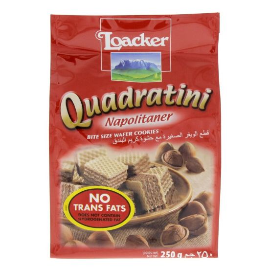 Picture of Loacker Quadratini Napolitaner Bite Size Wafer Cookies 250g