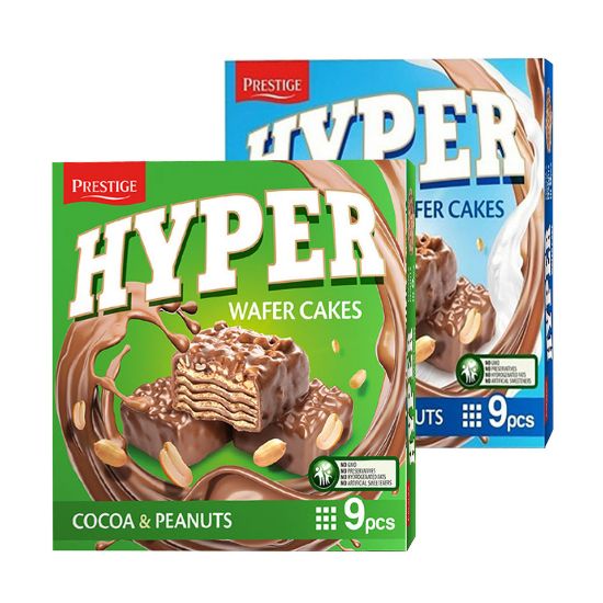 Picture of Prestige Hyper Cocoa & Peanuts Wafer Cakes 9 pcs