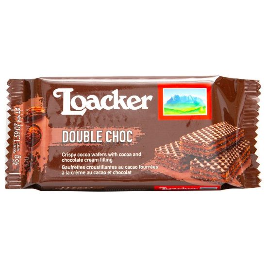 Picture of Loacker Double Choc Crispy Wafers With Cocoa And Chocolate Filling 45g