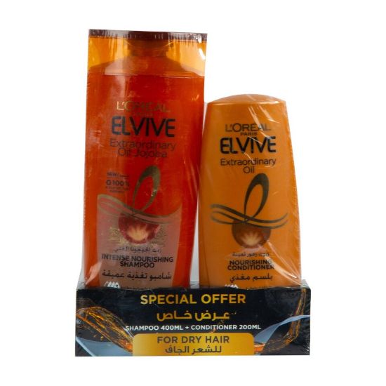 Picture of L'Oreal Paris Elvive Extra Ordinary Oil Jojoba Intense Nourishing Shampoo For Very Dry Hair 400 ml + Nourishing Conditioner 200 ml