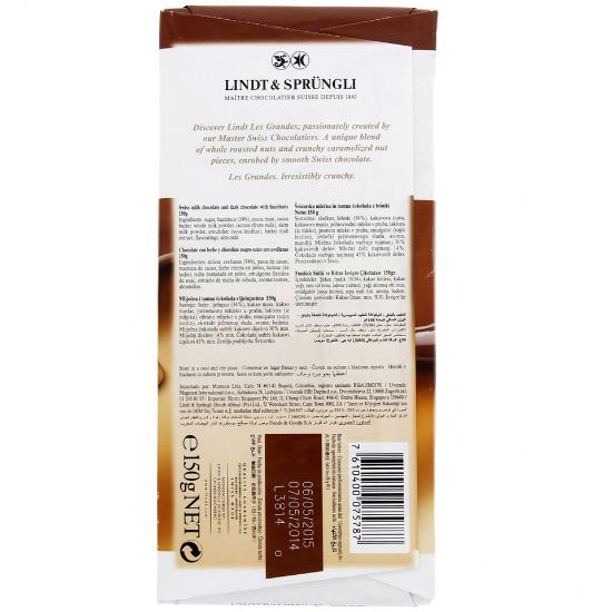 Picture of Lindt Les Grandes 34 % Hazelnut Milk Chocolate 150 g(N)