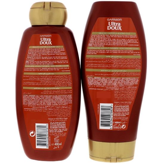 Picture of Garnier Ultra Doux Healing Castor & Almond Oil Shampoo 400ml + Conditioner 400ml